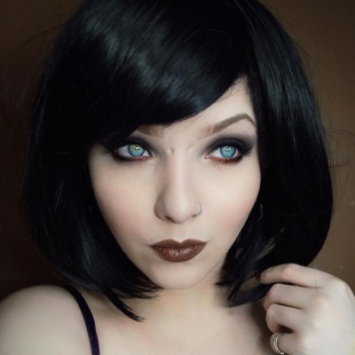 Betty - Lush Wigs - Black Purple Short Fringe Bob Natural Gothic Lolita ...