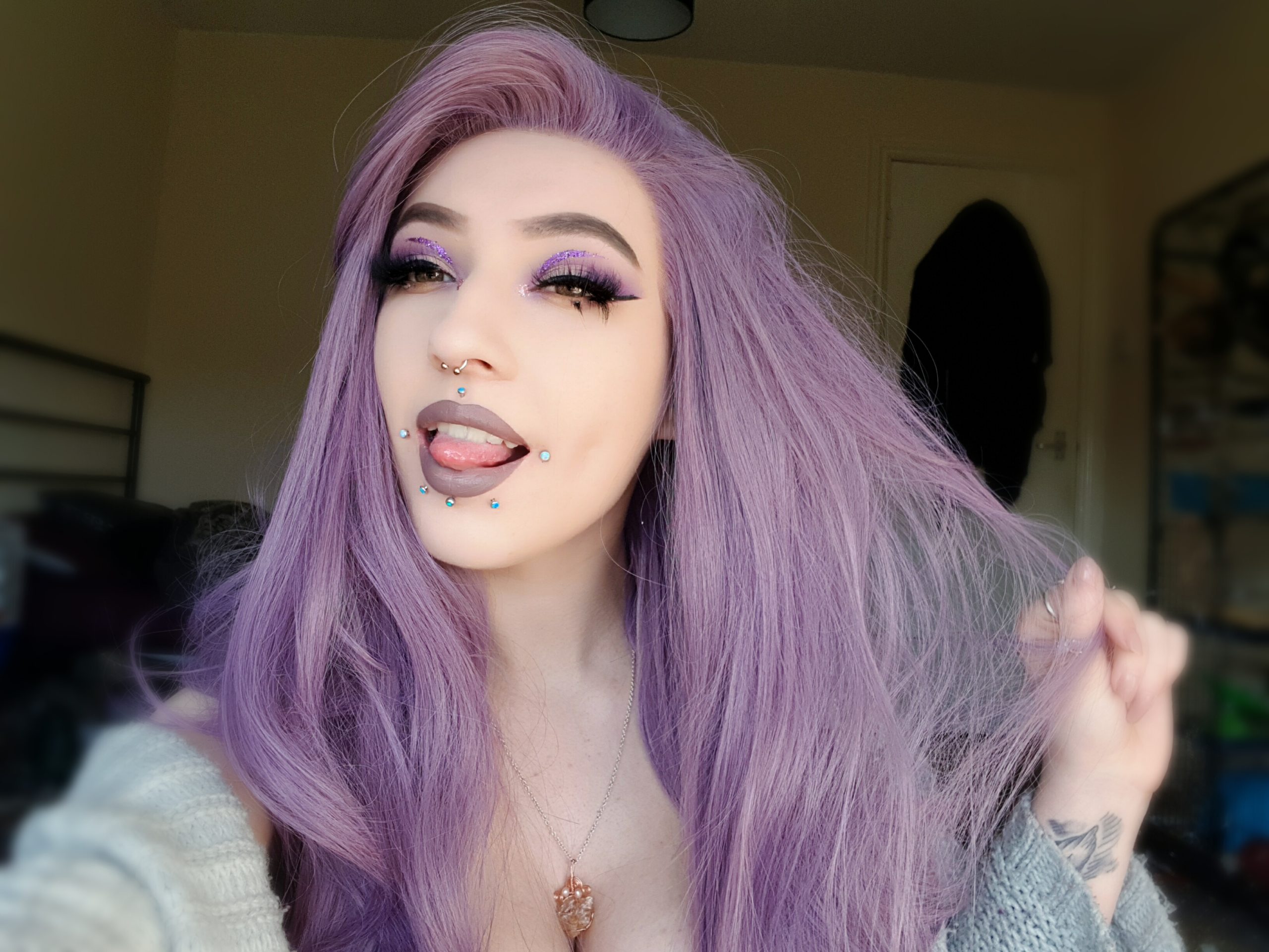 Lilac long straight lace front wig | Iris by Lush Wigs UK