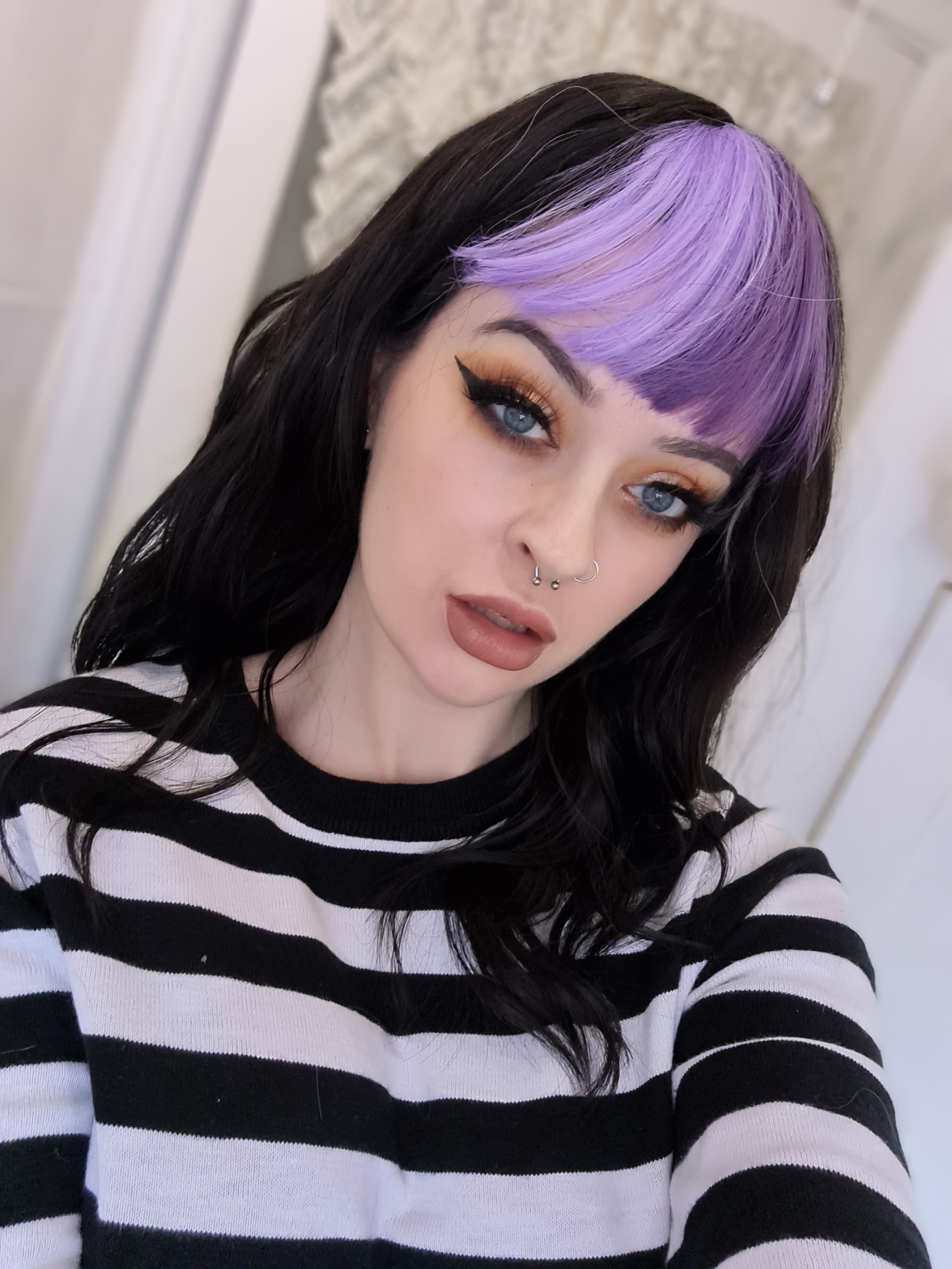 Multi Colour Long Wavy Wig With Bangs Charoite By Lush Wigs Uk