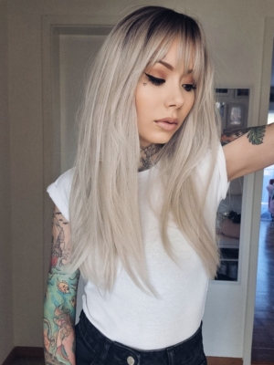 Two-Tone Anime Lush Layered Hair White & Black