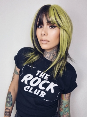 Green wig real outlet hair